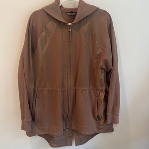 Athleta Brown Utility Jacket with Hood and Relaxed Fit